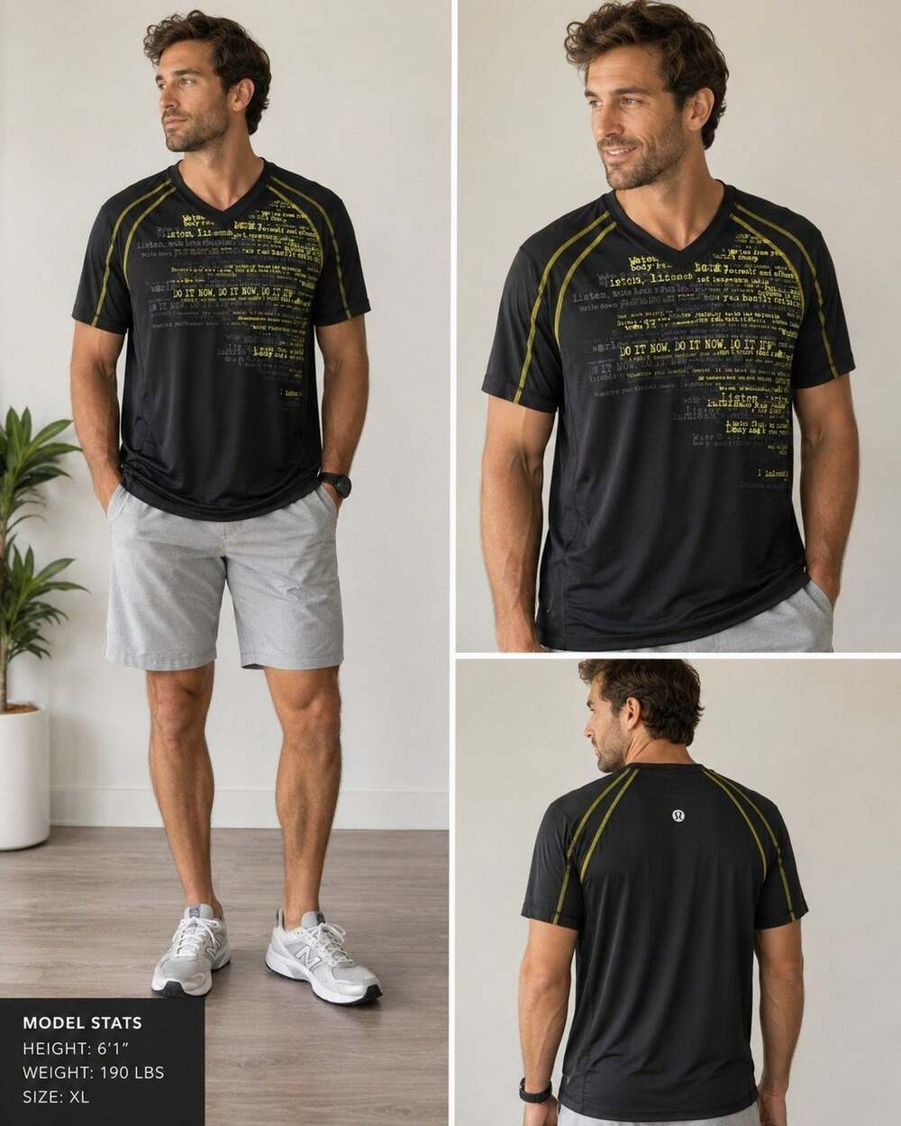 103 Vintage Lululemon Men's XL Technical Running Shirt Black Graphic Manifesto